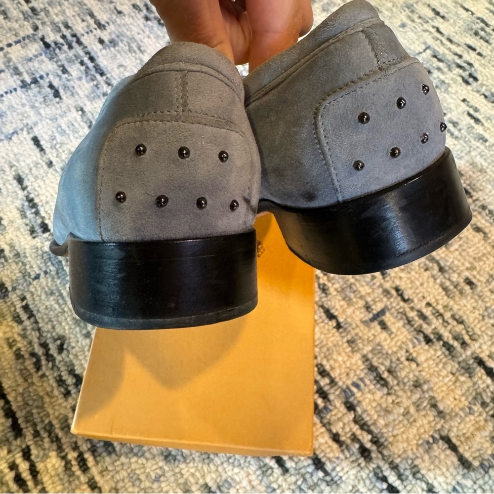Tod’s Baby Powder Blue Suede Loafer Shoes, Size 10 - Picture 11 of 16